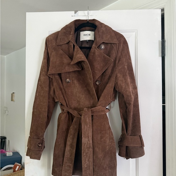 Women's Ducie Lisa Suede Trench Coat - Picture 4 of 5